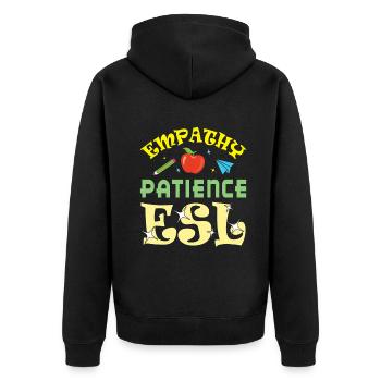ESL-Lehrer ESL Unterricht - Unisex Premium Bio Zip Hoodie - Schwarz - Hinten - Nico (187cm)