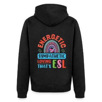ESL-Lehrer ESL Unterricht - Unisex Premium Bio Zip Hoodie - Schwarz - Hinten - Nico (187cm)