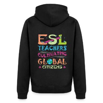 ESL-Lehrer ESL Unterricht - Unisex Premium Bio Zip Hoodie - Schwarz - Hinten - Nico (187cm)