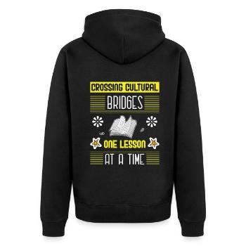 ESL-Lehrer ESL Unterricht - Unisex Premium Bio Zip Hoodie - Schwarz - Hinten - Nico (187cm)