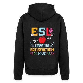 ESL-Lehrer ESL Unterricht - Unisex Premium Bio Zip Hoodie - Schwarz - Hinten - Nico (187cm)