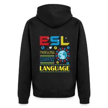ESL-Lehrer ESL Unterricht - Unisex Premium Bio Zip Hoodie - Schwarz - Hinten - Nico (187cm)