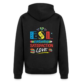ESL-Lehrer ESL Unterricht - Unisex Premium Bio Zip Hoodie - Schwarz - Hinten - Nico (187cm)