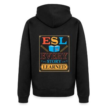 ESL-Lehrer ESL Unterricht - Unisex Premium Bio Zip Hoodie - Schwarz - Hinten - Nico (187cm)