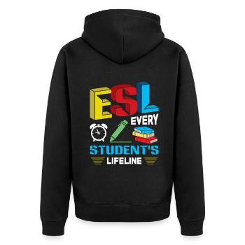 ESL-Lehrer ESL Unterricht - Unisex Premium Bio Zip Hoodie - Schwarz - Hinten - Nico (187cm)