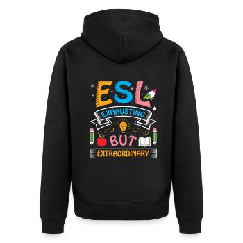ESL-Lehrer ESL Unterricht - Unisex Premium Bio Zip Hoodie - Schwarz - Hinten - Nico (187cm)