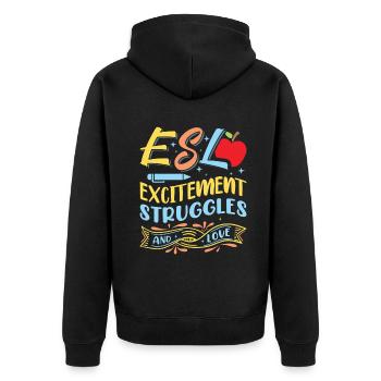 ESL-Lehrer ESL Unterricht - Unisex Premium Bio Zip Hoodie - Schwarz - Hinten - Nico (187cm)