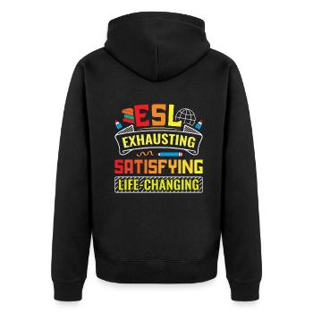 ESL-Lehrer ESL Unterricht - Unisex Premium Bio Zip Hoodie - Schwarz - Hinten - Nico (187cm)