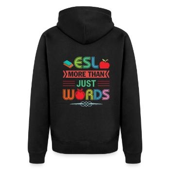 ESL-Lehrer ESL Unterricht - Unisex Premium Bio Zip Hoodie - Schwarz - Hinten - Nico (187cm)