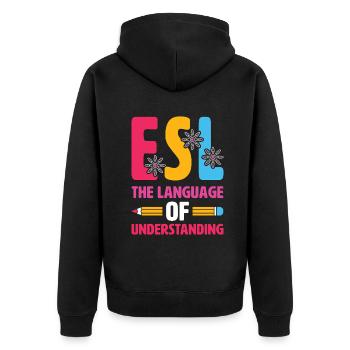 ESL-Lehrer ESL Unterricht - Unisex Premium Bio Zip Hoodie - Schwarz - Hinten - Nico (187cm)