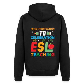 ESL-Lehrer ESL Unterricht - Unisex Premium Bio Zip Hoodie - Schwarz - Hinten - Nico (187cm)