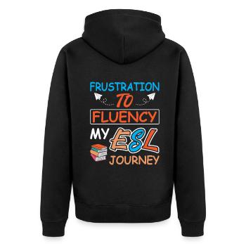 ESL-Lehrer ESL Unterricht - Unisex Premium Bio Zip Hoodie - Schwarz - Hinten - Nico (187cm)