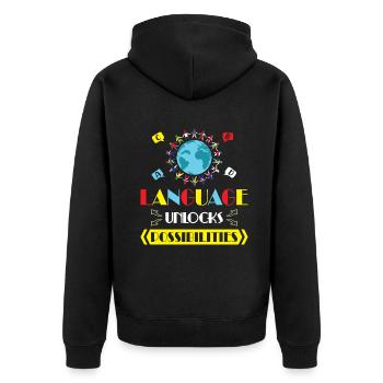 ESL-Lehrer ESL Unterricht - Unisex Premium Bio Zip Hoodie - Schwarz - Hinten - Nico (187cm)
