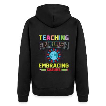 ESL-Lehrer ESL Unterricht - Unisex Premium Bio Zip Hoodie - Schwarz - Hinten - Nico (187cm)