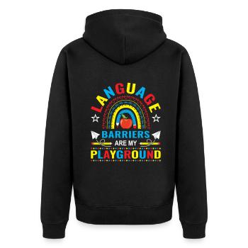 ESL-Lehrer ESL Unterricht - Unisex Premium Bio Zip Hoodie - Schwarz - Hinten - Nico (187cm)