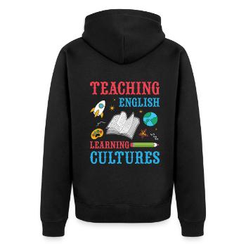 ESL-Lehrer ESL Unterricht - Unisex Premium Bio Zip Hoodie - Schwarz - Hinten - Nico (187cm)