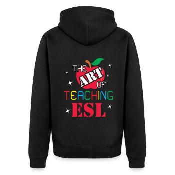 ESL-Lehrer ESL Unterricht - Unisex Premium Bio Zip Hoodie - Schwarz - Hinten - Nico (187cm)