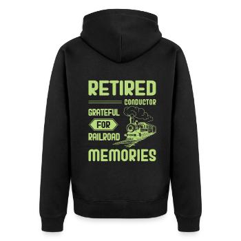 Eisenbahn Zugführer Rente Rentner Zug - Unisex Premium Bio Zip Hoodie - Schwarz - Hinten - Nico (187cm)