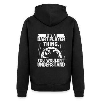 Dart Dartspieler Dartspiel Herren - Unisex Premium Bio Zip Hoodie - Schwarz - Hinten - Nico (187cm)