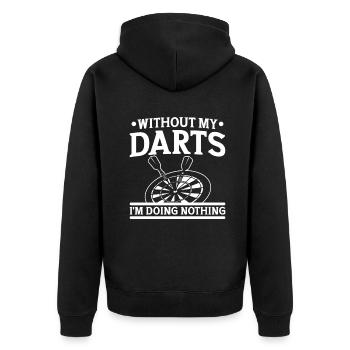 Dart Dartspieler Dartspiel Herren - Unisex Premium Bio Zip Hoodie - Schwarz - Hinten - Nico (187cm)