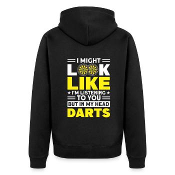 Dart Dartspieler Dartspiel Herren - Unisex Premium Bio Zip Hoodie - Schwarz - Hinten - Nico (187cm)
