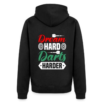 Dart Dartspieler Dartspiel Herren - Unisex Premium Bio Zip Hoodie - Schwarz - Hinten - Nico (187cm)