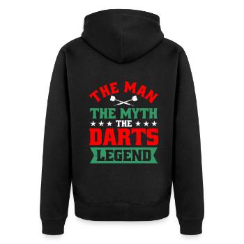 Dart Dartspieler Dartspiel Herren - Unisex Premium Bio Zip Hoodie - Schwarz - Hinten - Nico (187cm)