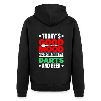 Dart Dartspieler Dartspiel Herren - Unisex Premium Bio Zip Hoodie - Schwarz - Hinten - Nico (187cm)