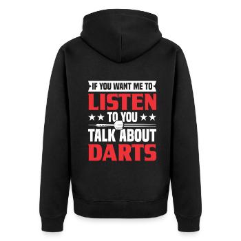 Dart Dartspieler Dartspiel Herren - Unisex Premium Bio Zip Hoodie - Schwarz - Hinten - Nico (187cm)