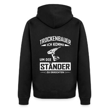 Trockenbau Trockenbauer Trockenbaumonteur Geschenk - Unisex Premium Bio Zip Hoodie - Schwarz - Hinten - Nico (187cm)