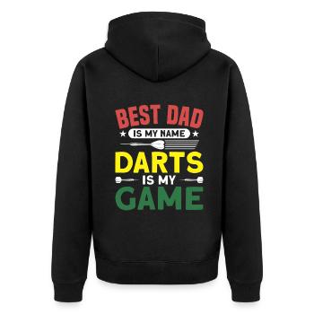 Dart Dartspieler Dartspiel Herren - Unisex Premium Bio Zip Hoodie - Schwarz - Hinten - Nico (187cm)