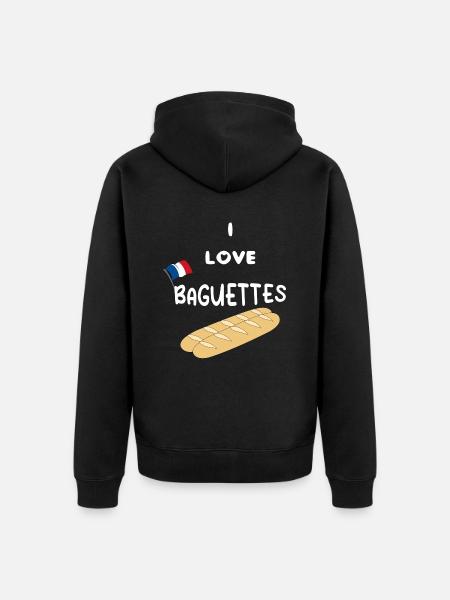 baguette pain humour cadeau - Veste à capuche bio Premium Unisexe - noir
