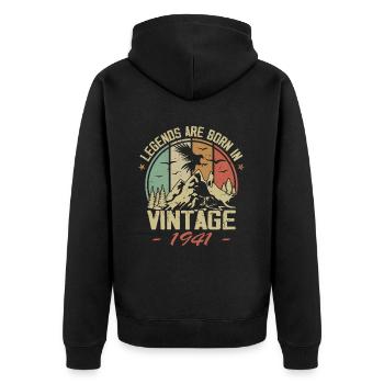 Die Legenden wurden 1941 geboren - 83. Geburtstag - Unisex Premium Bio Zip Hoodie - Schwarz - Hinten - Nico (187cm)
