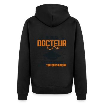 Doktor Lustiges Geschenk PhD - Ich bin Arzt - Unisex Premium Bio Zip Hoodie - Schwarz - Hinten - Nico (187cm)