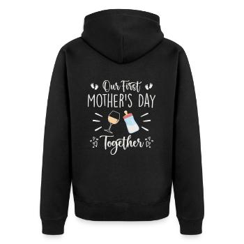 Unser erster gemeinsamer Muttertag - Unisex Premium Bio Zip Hoodie - Schwarz - Hinten - Nico (187cm)