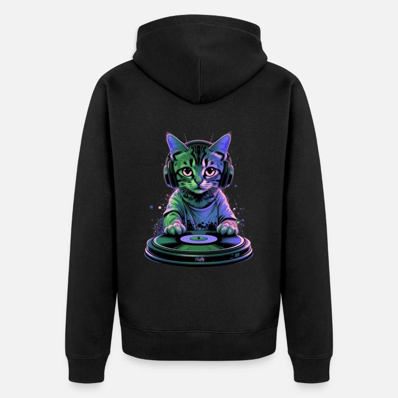 Minou DJ 🎧 - Veste à capuche bio Premium Unisexe - noir