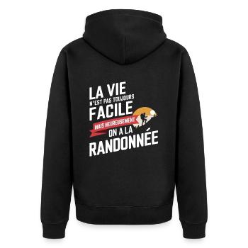 La vie n'est pas toujours facile, randonnée - Veste à capuche bio Premium Unisexe - noir - Dos - Nico (187cm)