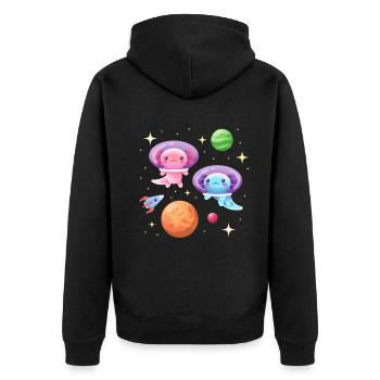 Axolotl Astronauts Design for Axolotl Lovers - Unisex Premium Organic Zip Hoodie - black - Back - Nico (187cm)