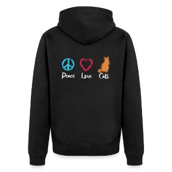 Paix Amour Chats - Veste à capuche bio Premium Unisexe - noir - Dos - Nico (187cm)