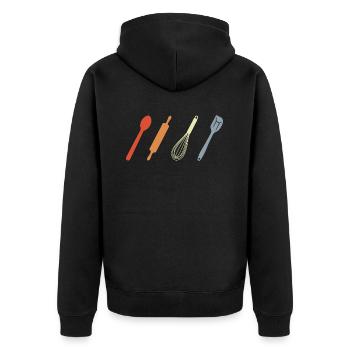 Vintage Baking Supplies - Unisex Premium Organic Zip Hoodie - black - Back - Nico (187cm)