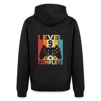 Level 9 Complete 9 Birthday Boy Girls - Unisex Premium Organic Zip Hoodie - black - Back - Nico (187cm)