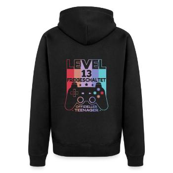 Level 13 Offizieller Teenager 13 Geburtstag - Unisex Premium Bio Zip Hoodie - Schwarz - Hinten - Nico (187cm)