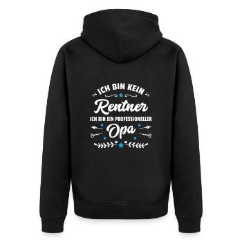 Lustiger Spruch Opa Ruhestand Rentner Geschenk - Unisex Premium Bio Zip Hoodie - Schwarz - Hinten - Nico (187cm)
