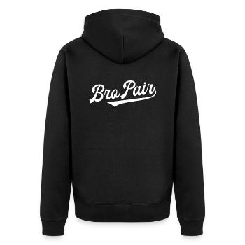 Bro-Pairs Boys Au-Pair Junge Bropair Male Au Pair - Unisex Premium Bio Zip Hoodie - Schwarz - Hinten - Nico (187cm)