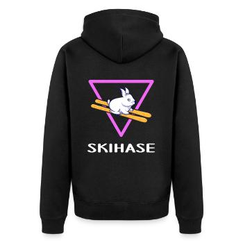 skifahrer alpin ski skihase hüttengaudi - Unisex Premium Bio Zip Hoodie - Schwarz - Hinten - Nico (187cm)
