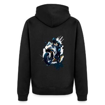 Sport motorcycle illustration - Unisex Premium Organic Zip Hoodie - black - Back - Nico (187cm)
