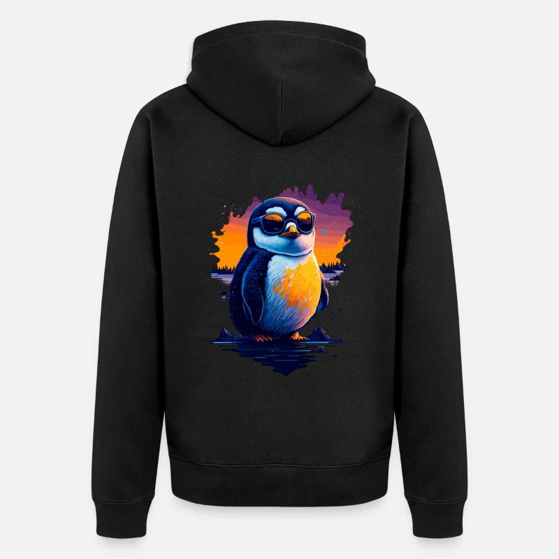 Pingouin mignon - Veste à capuche bio Premium Unisexe - noir