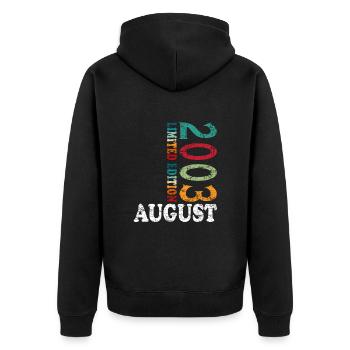 August 2003 Jahrestag August 2003 August - Unisex Premium Bio Zip Hoodie - Schwarz - Hinten - Nico (187cm)