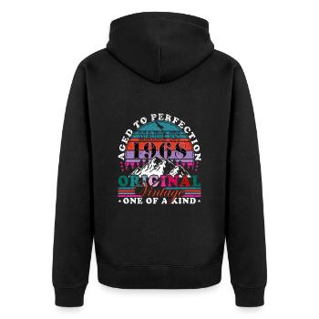 55. Geburtstag Jahrgang 1968 Vintage 1968 - Unisex Premium Bio Zip Hoodie - Schwarz - Hinten - Nico (187cm)