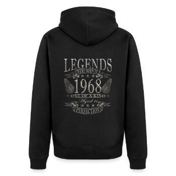 1968 Jahrgang Geburtstag Geburtsjahr 1968 Geschenk - Unisex Premium Bio Zip Hoodie - Schwarz - Hinten - Nico (187cm)